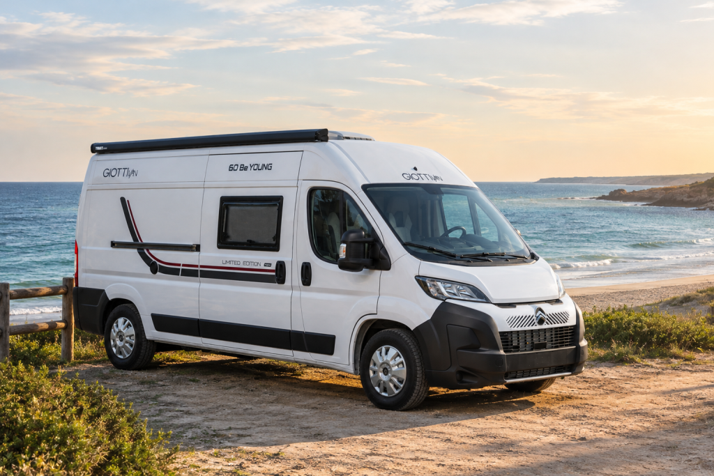 Furgoneta camper frente al mar